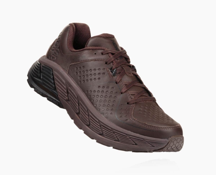 Hoka Gåsko Outlet - HOKA ONE ONE Gaviota Leather Herre Brune [NO-50YISA]